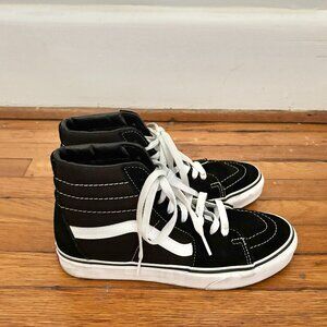 VANS Old Skool Sk8 Hi Top Suede Canvas Shoe Sneaker W 7.5  Mens 6 Black White